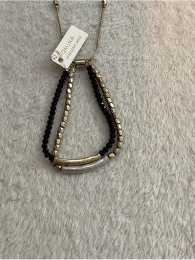 Pomina Black and Gold Beaded Layered Bracelet